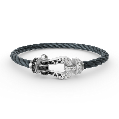 [Eterna Jewels]FORCE LARGE HORSESHOE BLACK WHITE DIAMOND BRACELET SILVER