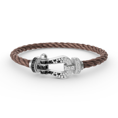 [Eterna Jewels]FORCE LARGE HORSESHOE BLACK WHITE DIAMOND BRACELET SILVER