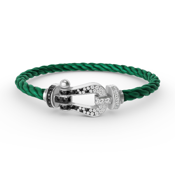 [Eterna Jewels]FORCE LARGE HORSESHOE BLACK WHITE DIAMOND BRACELET SILVER