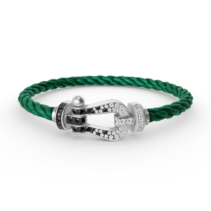[Eterna Jewels]FORCE LARGE HORSESHOE BLACK WHITE DIAMOND BRACELET SILVER