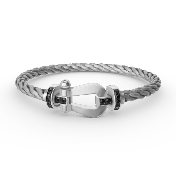 [Eterna Jewels]FORCE LARGE HORSESHOE BLACK DIAMOND BRACELET SILVER