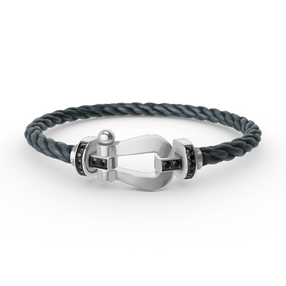 [Eterna Jewels]FORCE LARGE HORSESHOE BLACK DIAMOND BRACELET SILVER