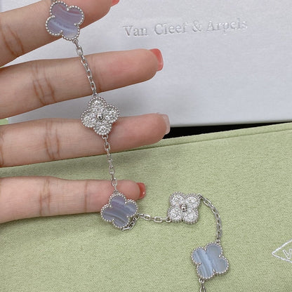 [Eterna Jewels] CLOVER 5 MOTIF PURPLE CHALCEDONY BRACELET COLLECTION