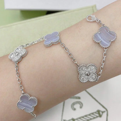 [Eterna Jewels] CLOVER 5 MOTIF PURPLE CHALCEDONY BRACELET COLLECTION
