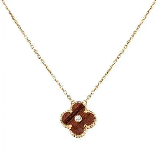 [Eterna Jewels]CLOVER 15MM DIAMOND AND YELLOW TIGER'S EYE AGATE necklace