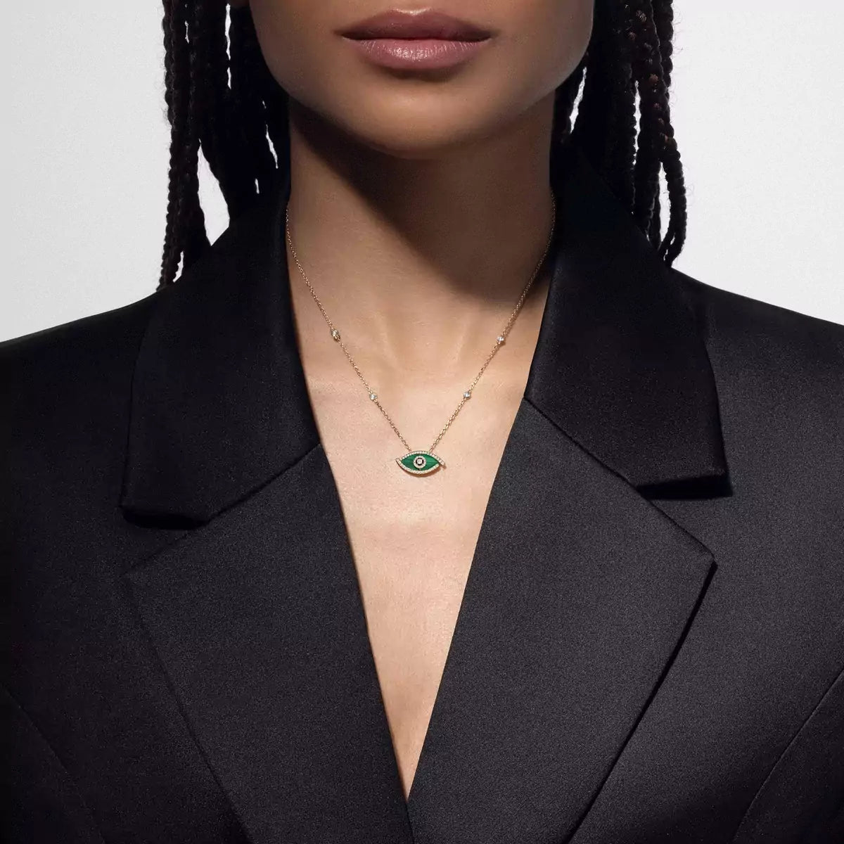 [Eterna Jewels]Lucky Eye Diamond Necklace in Rose Gold and Turquoise