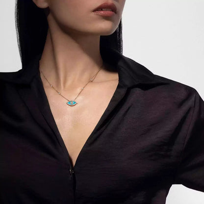 [Eterna Jewels]Lucky Eye Diamond Necklace in Rose Gold and Turquoise