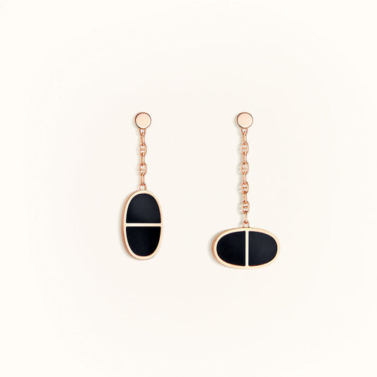 [Eterna Jewels]CHAINE VERSO BLACK CERAMIC EARRINGS