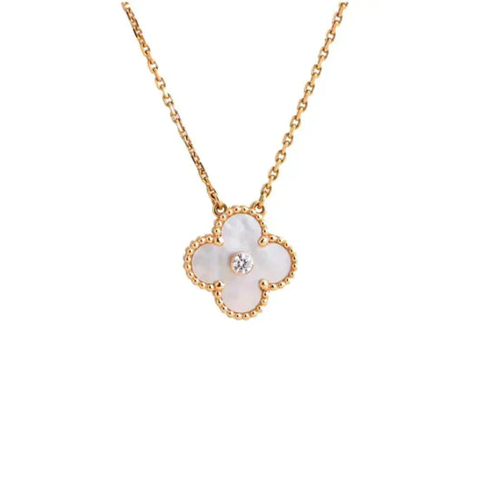 [Eterna Jewels]CLOVER 15MM DIAMOND WHITE FRITILLARIA NECKLACE