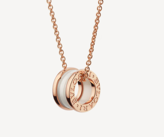 [Eterna Jewels]ZERO 1 WHITE CERAMIC PINK GOLD NECKLACE