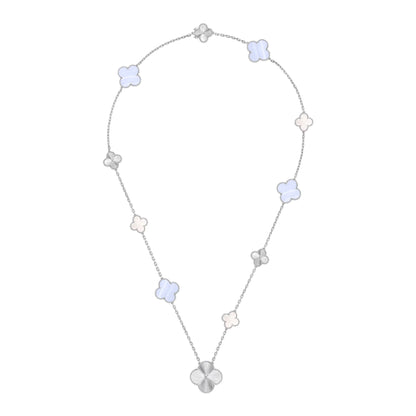 [Eterna Jewels]DETACHABLE CLOVER 15(11+4) FLOWER SILVER NECKLACE SET