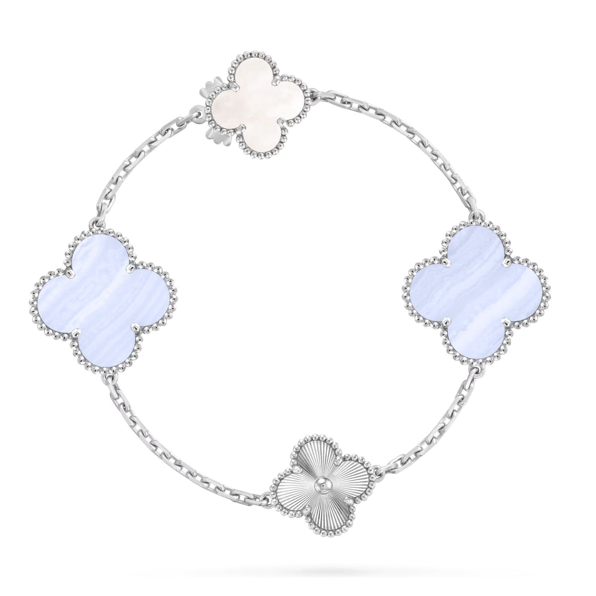 [Eterna Jewels]DETACHABLE CLOVER 15(11+4) FLOWER SILVER NECKLACE SET