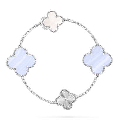 [Eterna Jewels]DETACHABLE CLOVER 15(11+4) FLOWER SILVER NECKLACE SET