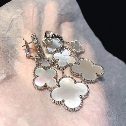 [Eterna Jewels]CLOVER EARRINGS WHITE MOP 4 MOTIFS SILVER