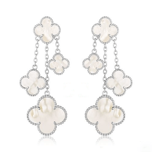 [Eterna Jewels]CLOVER EARRINGS WHITE MOP 4 MOTIFS SILVER