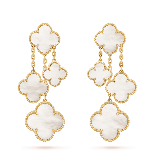 [Eterna Jewels]CLOVER EARRINGS WHITE MOP 4 MOTIFS GOLD