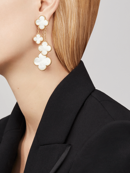 [Eterna Jewels]CLOVER EARRINGS WHITE MOP 4 MOTIFS GOLD