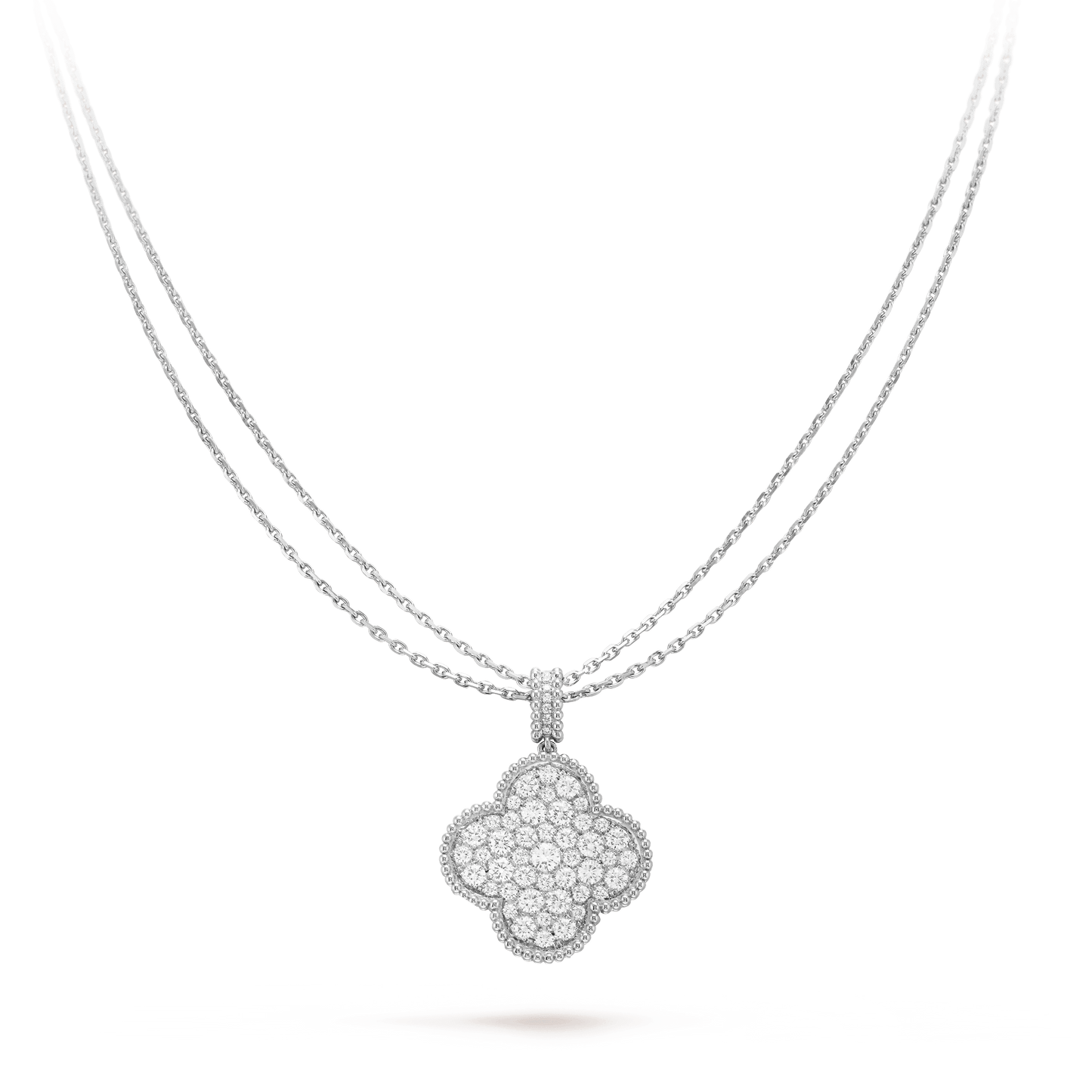 [Eterna Jewels]CLOVER 25MM SILVER FULL DIAMOND BIG CLOVER NECKLACE