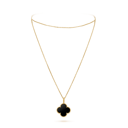 [Eterna Jewels]CLOVER 25MM GOLD ONYX BIG CLOVER NECKLACE