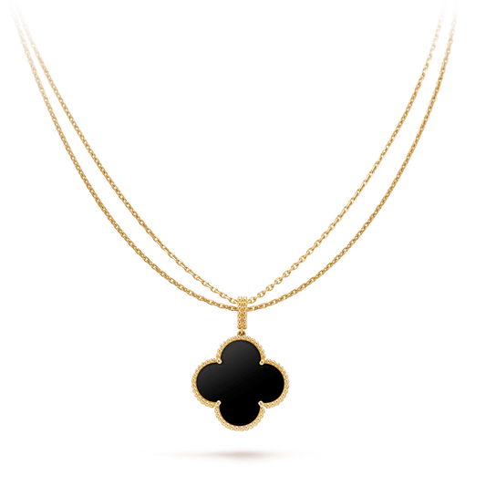 [Eterna Jewels]CLOVER 25MM GOLD ONYX BIG CLOVER NECKLACE