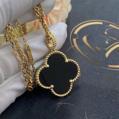 [Eterna Jewels]CLOVER 25MM GOLD ONYX BIG CLOVER NECKLACE