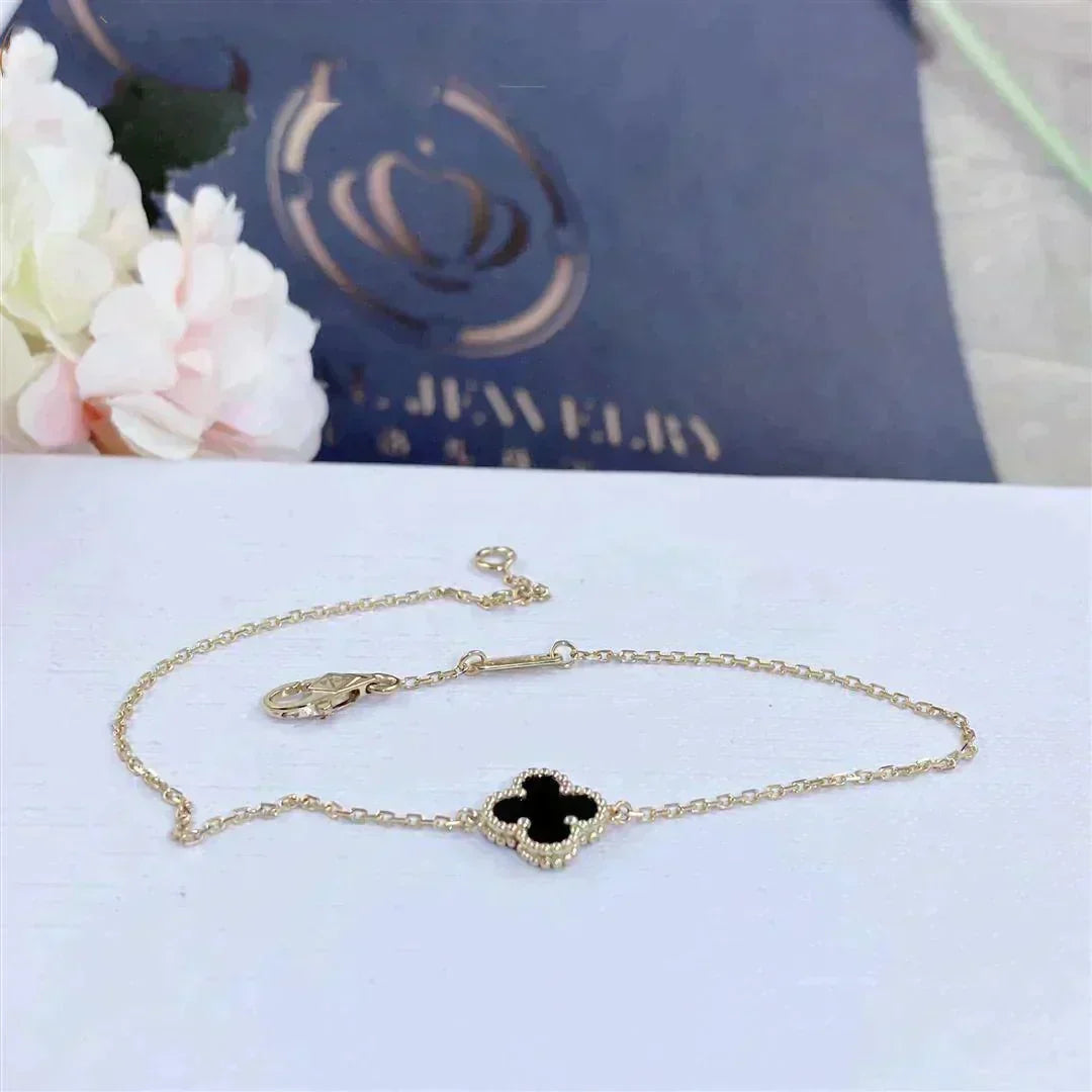 [Eterna Jewels]CLOVER ONYX SINGLE FLOWER BRACELET