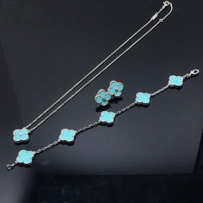 [Eterna Jewels]CLOVER 1 DIAMOND BLUE SKY SILVER EARRINGS