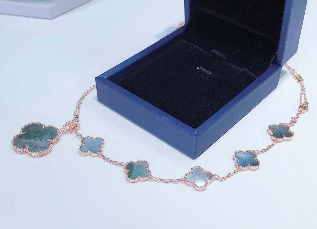 [Eterna Jewels]COMBINED BRACELET 5 MOTIFS AND NECKLACE DARK MOP ROSE GOLD