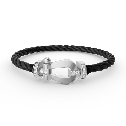 [Eterna Jewels]FORCE LARGE HORSESHOE HALF DIAMOND BRACELET SILVER