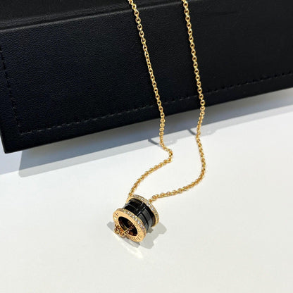 [Eterna Jewels]ZERO 1 BLACK CERAMIC DIAMOND PINK GOLD NECKLACE